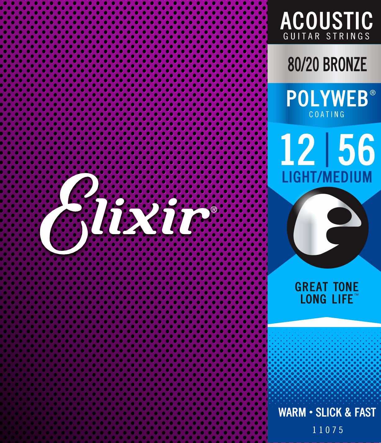 Set strun za akustično kitaro Polyweb Light-Medium Elixir (.012 - .056)