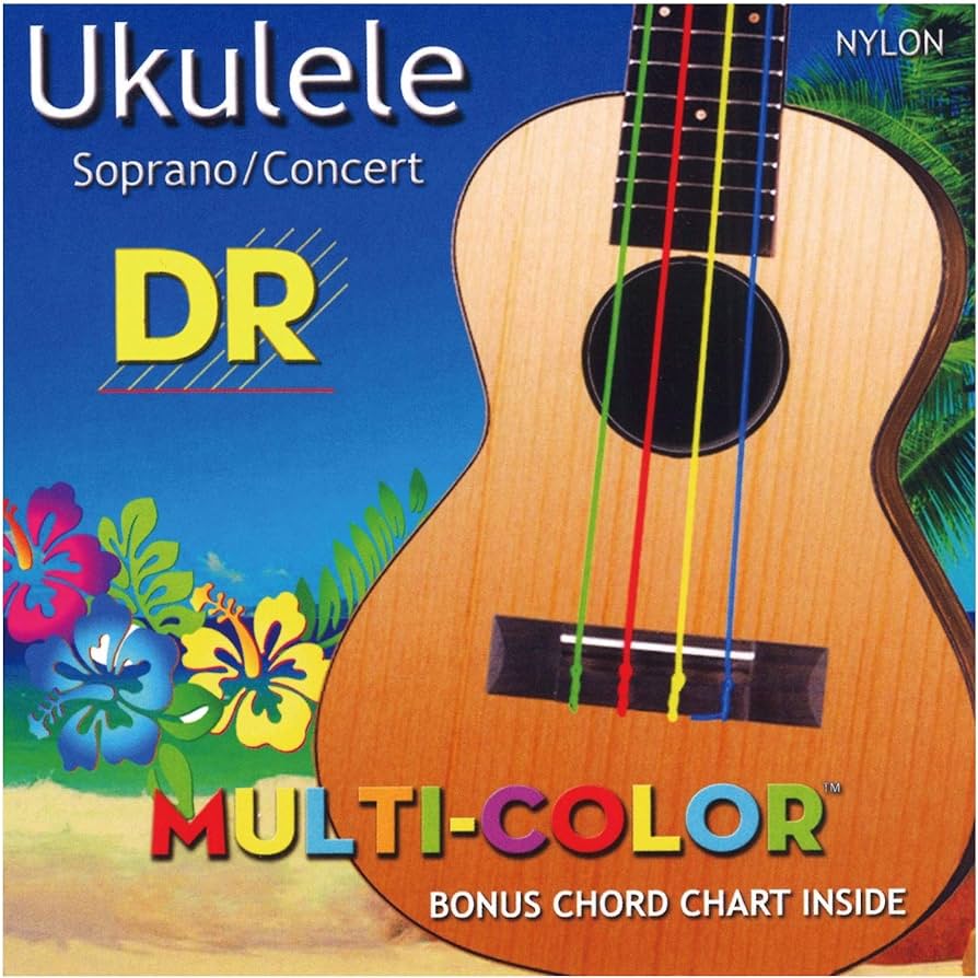 Set strun za sopranski in koncertni ukulele Multi-Color DR Strings