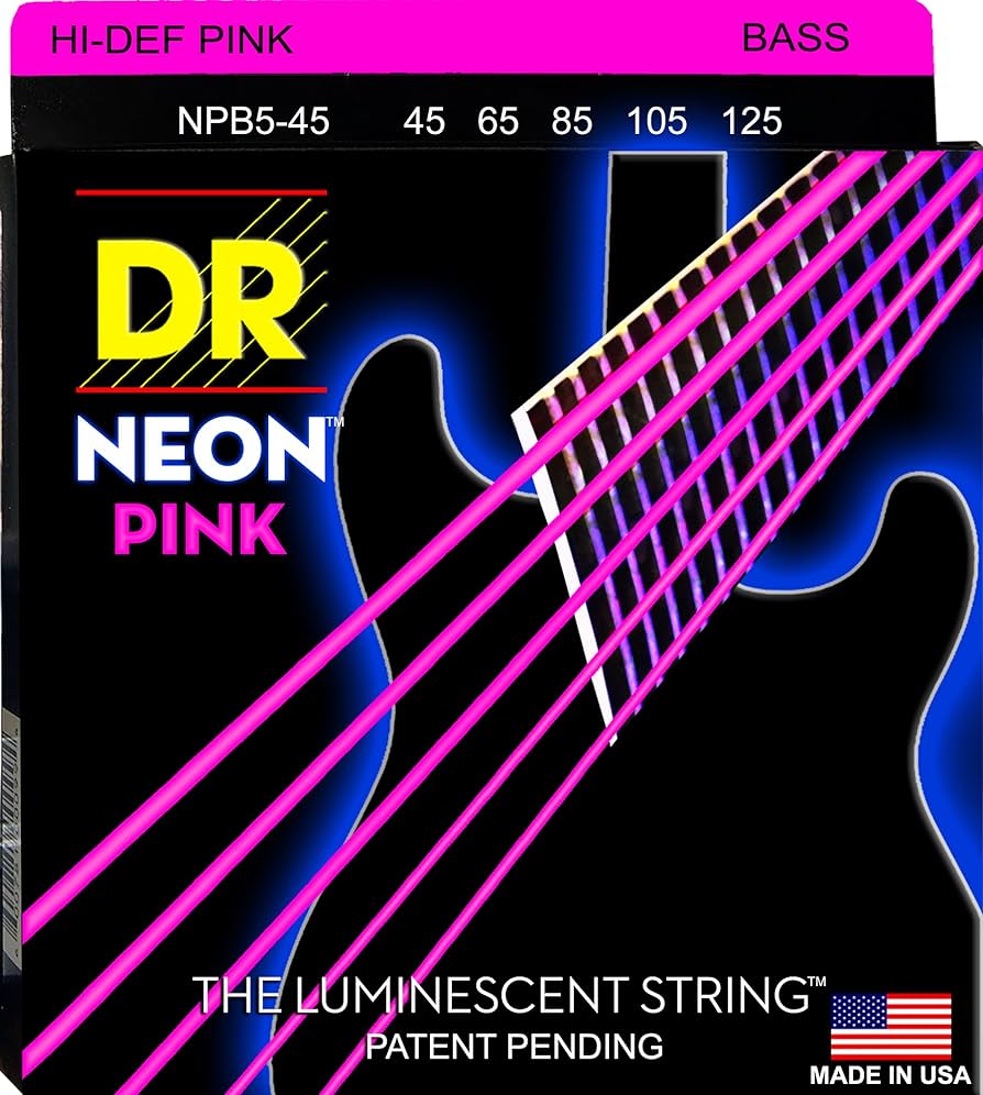 Set strun za 5-strunsko električno bas kitaro Neon Pink NPB5-45 DR Strings