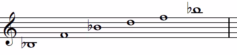 Klavirska partitura v C-duru (H♭3, F4, H♭4, D5, F5, H♭5)